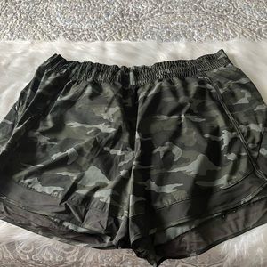 Green camo Athleta running shorts
